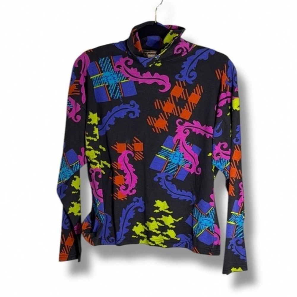 Colorful Patterned Turtleneck Top